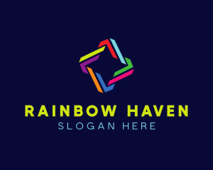 Geometric Rainbow Star logo design