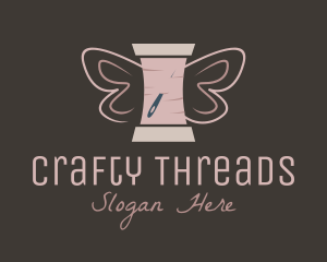 Yarn - Butterfly Yarn Spool logo design