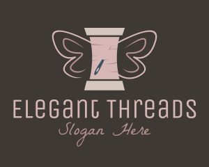 Butterfly Yarn Spool logo design