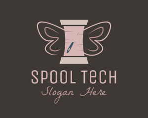 Spool - Butterfly Yarn Spool logo design