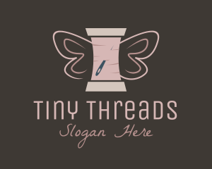 Butterfly Yarn Spool logo design