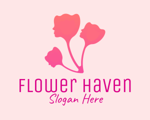 Woman Flower Head logo design