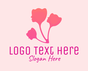 Flower Shop - Woman Flower Head logo design