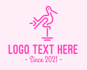 Egret - Pink Flamingo Line Art logo design
