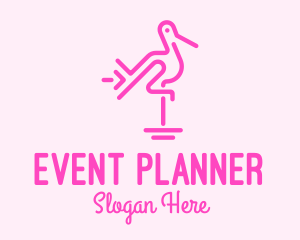 Pink Flamingo Line Art Logo