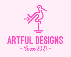 Pink Flamingo Line Art logo design