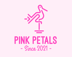 Pink Flamingo Line Art logo design