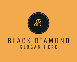 Black Orange Circle Stamp logo design