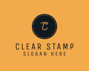 Black Orange Circle Stamp logo design