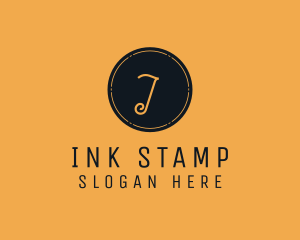 Black Orange Circle Stamp logo design