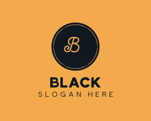 Black Orange Circle Stamp logo design