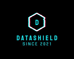 Cyber Space - Digital Hexagon Glitch logo design