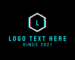 Digital Hexagon Glitch Logo