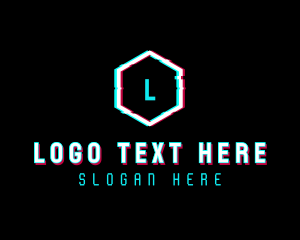 Music - Digital Hexagon Glitch logo design