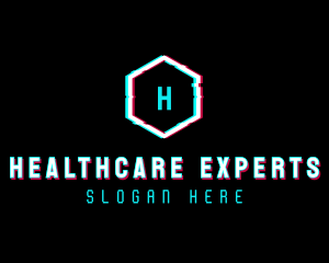 Digital Hexagon Glitch logo design