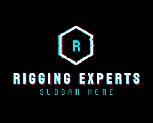 Digital Hexagon Glitch logo design