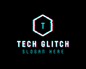 Digital Hexagon Glitch logo design