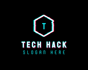 Digital Hexagon Glitch logo design