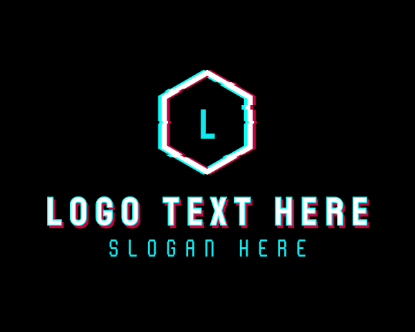 Startup - Digital Hexagon Glitch logo design