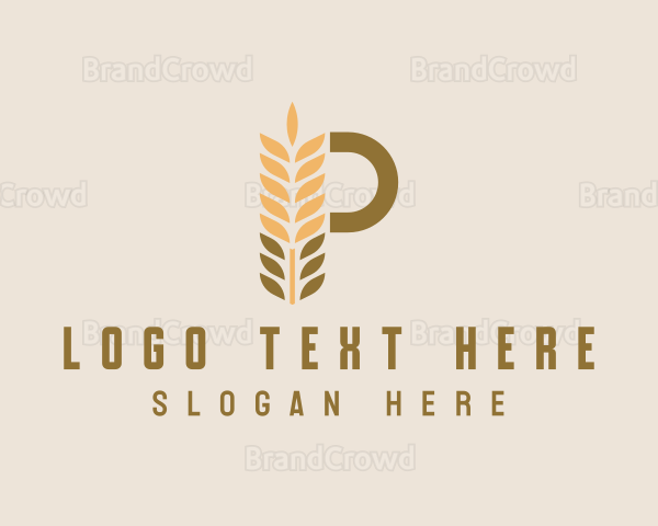 Brown Wheat Letter P Logo