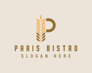 Brown Wheat Letter P logo design