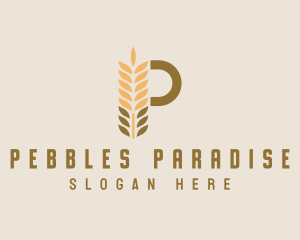 Brown Wheat Letter P logo design