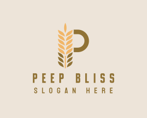 Brown Wheat Letter P logo design