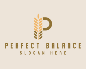 Brown Wheat Letter P logo design