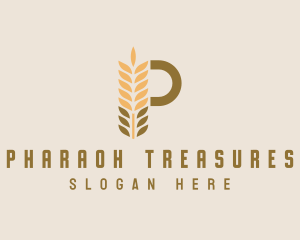 Brown Wheat Letter P logo design