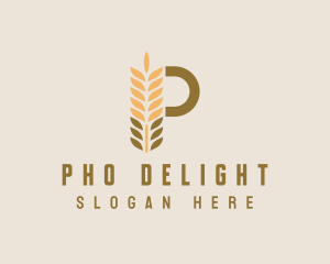 Brown Wheat Letter P logo design