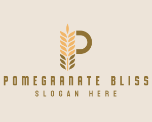 Brown Wheat Letter P logo design