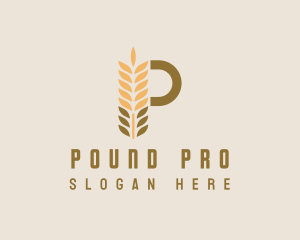 Brown Wheat Letter P logo design