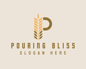 Brown Wheat Letter P logo design