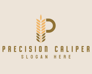 Brown Wheat Letter P logo design