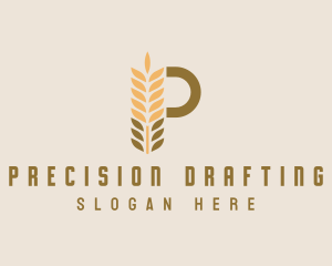 Brown Wheat Letter P logo design