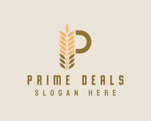 Brown Wheat Letter P logo design