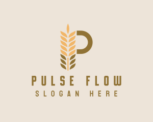 Brown Wheat Letter P logo design