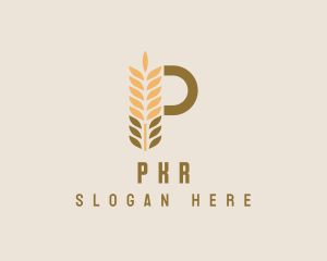 Brown Wheat Letter P logo design