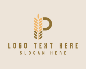 Bread - Brown Wheat Letter P logo design