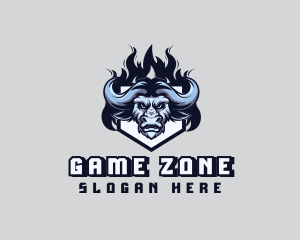 Bison Fire Shield Gaming logo design