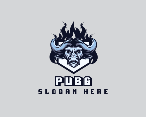 Buffalo - Bison Fire Shield Gaming logo design