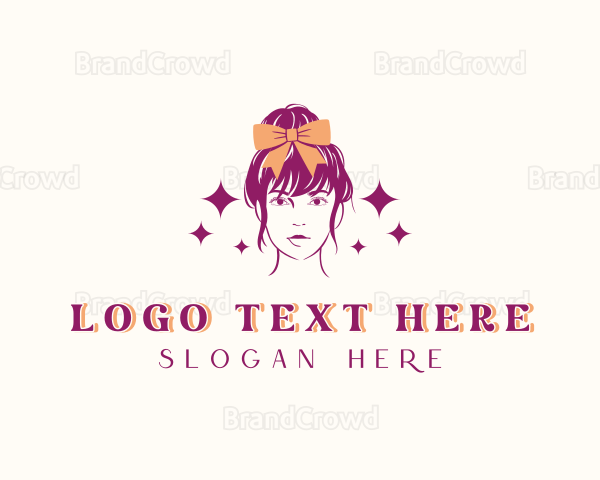 Woman Hair Ribbon Accessory Logo