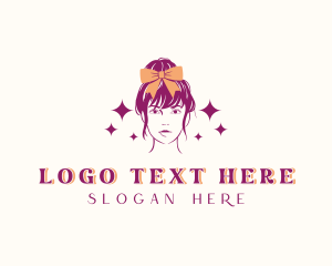 Hair - Woman Hair Ribbon Accessory logo design