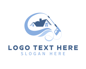 House - Blue Home Wash Cleaning logo design