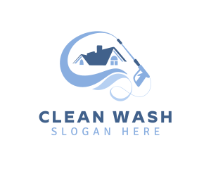 Blue Home Wash Cleaning logo design