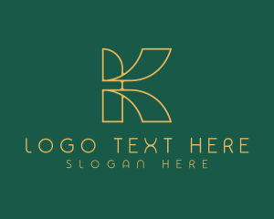 Writer - Gold Monoline Letter K logo design