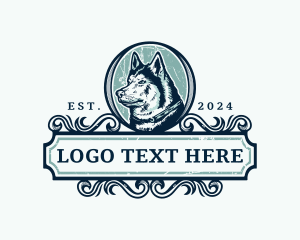 Dog Gentleman - Vintage Husky Dog logo design