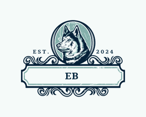 Dog Portrait - Vintage Husky Dog logo design