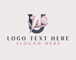 Flower - Elegant Floral Beauty Letter U logo design