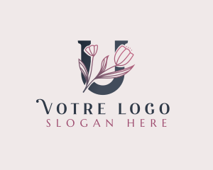 Elegant Floral Beauty Letter U Logo